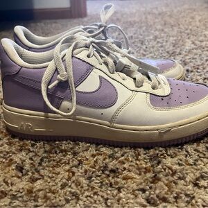 Nike Air Force 1 Purple and White Sneakers